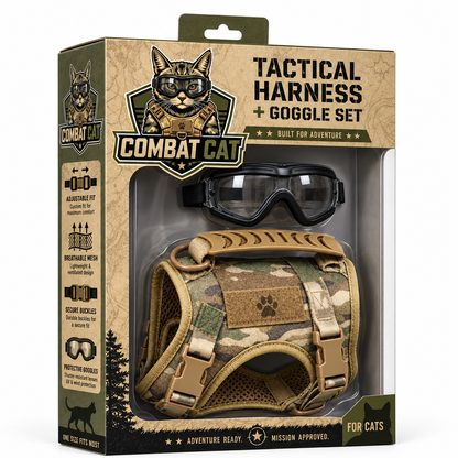 Combat Cat™ Tactical Harness + Goggles Set